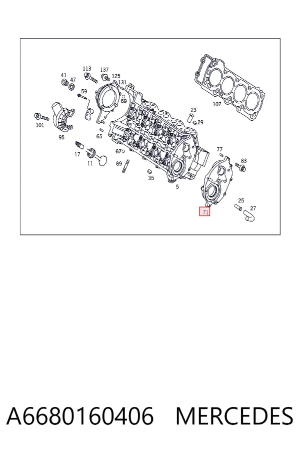 Передня кришка головки блока циліндрів (ГБЦ) A6680160406 Mercedes