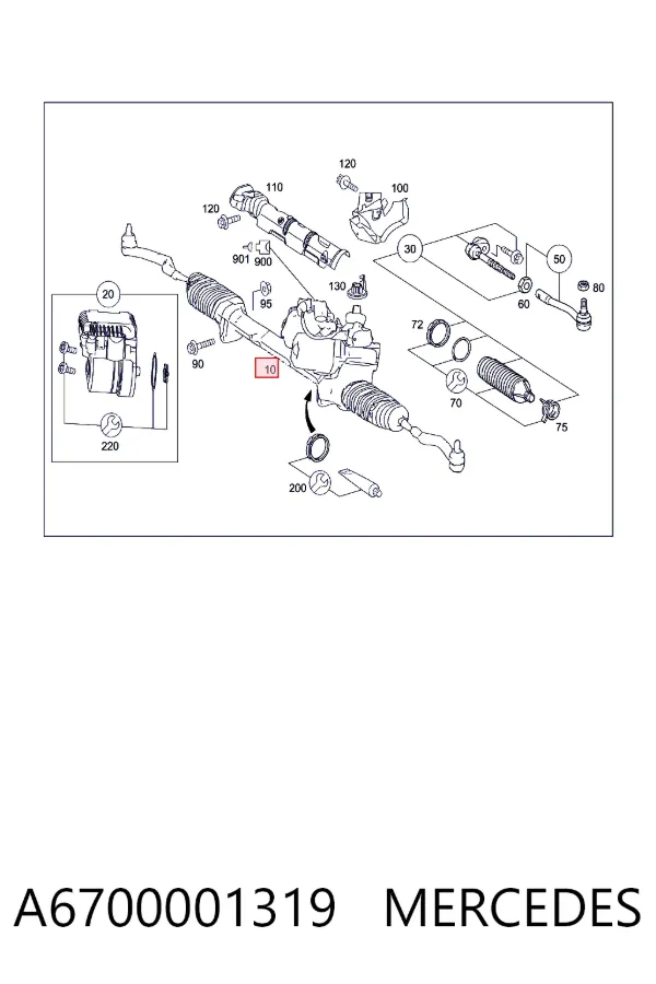 Рульова рейка A6700001319 Mercedes
