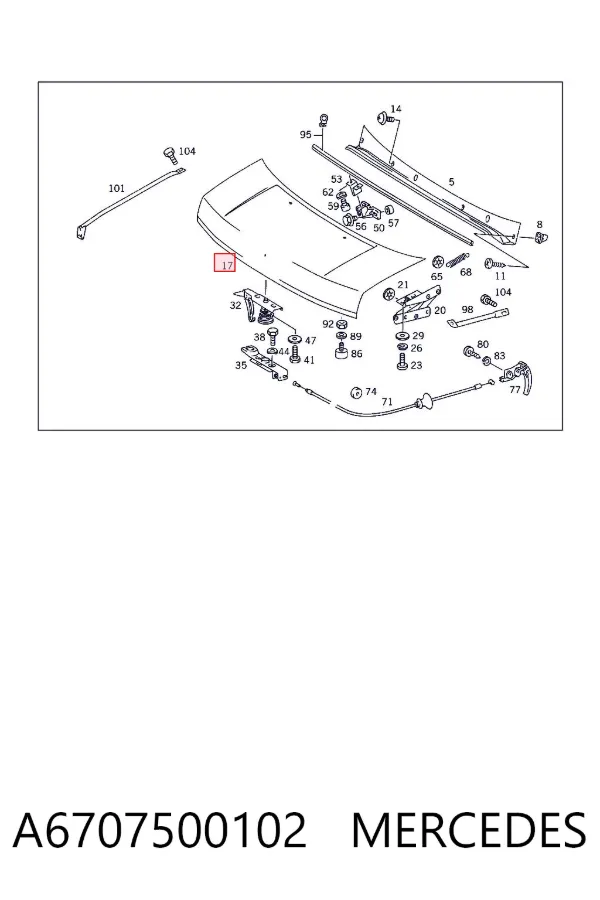Капот A6707500102 Mercedes
