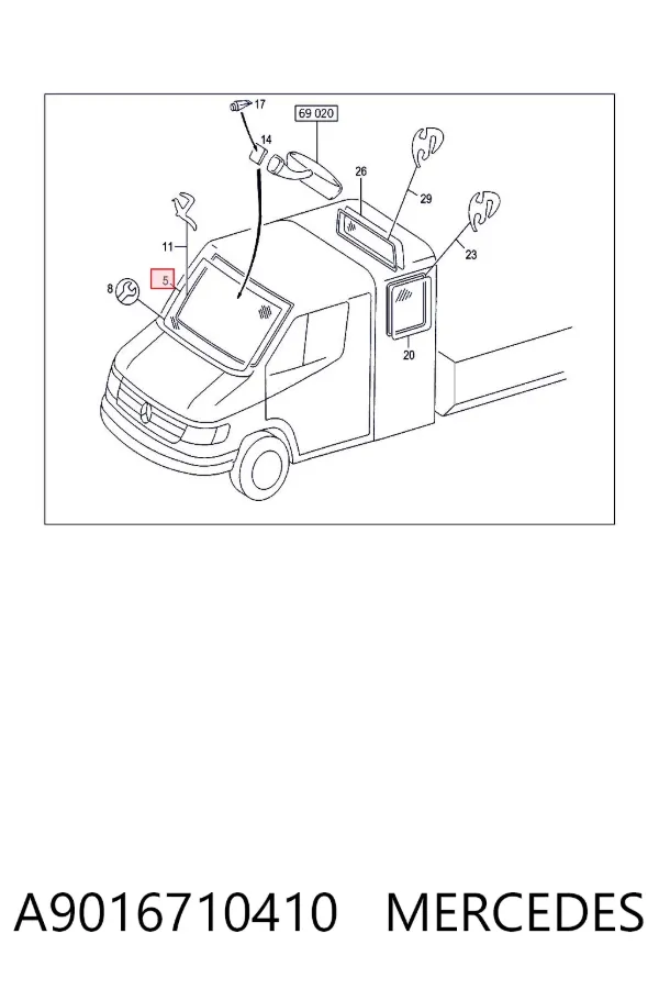 Лобове скло A9016710410 Mercedes