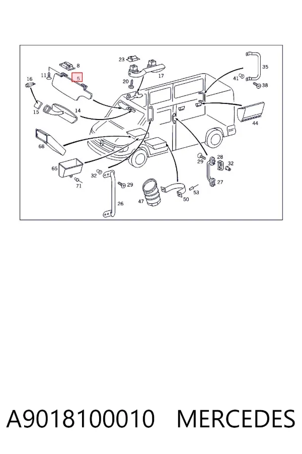 Сонцезахисний козирок A9018100010 Mercedes