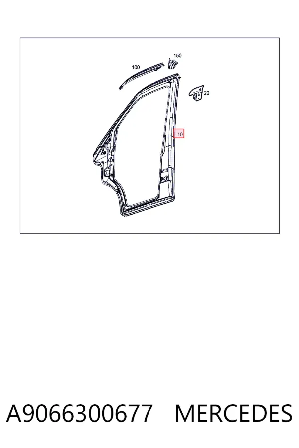 Отвір передніх правих дверей A9066300677 Mercedes