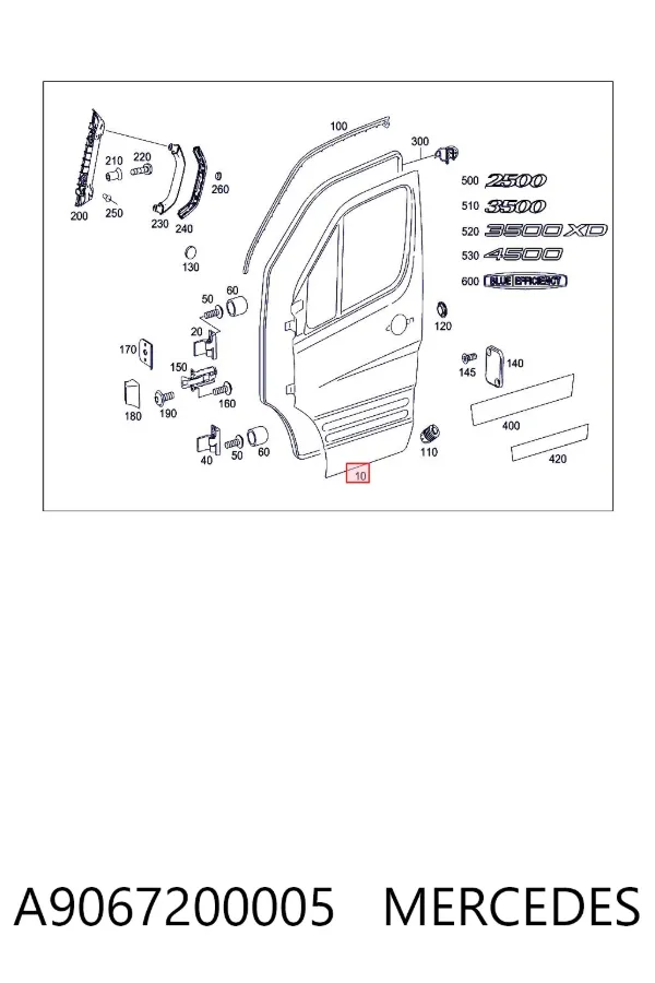 Двері передні ліві A9067200005 Mercedes