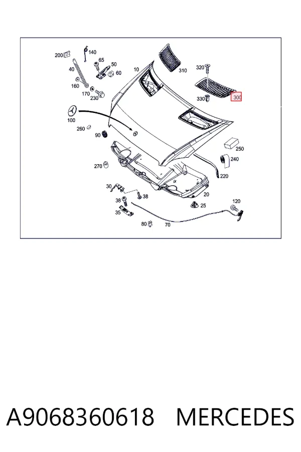 Решітка капота A9068360618 Mercedes