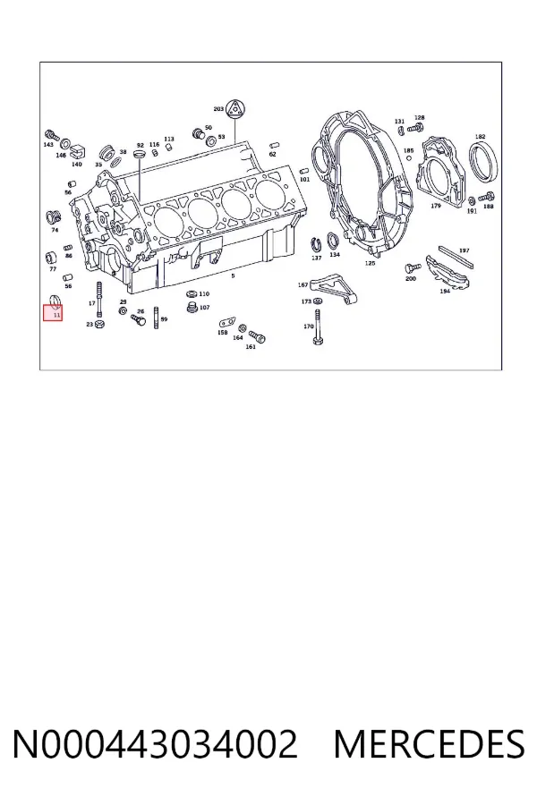 Заглушка блоку циліндрів N000443034002 Mercedes