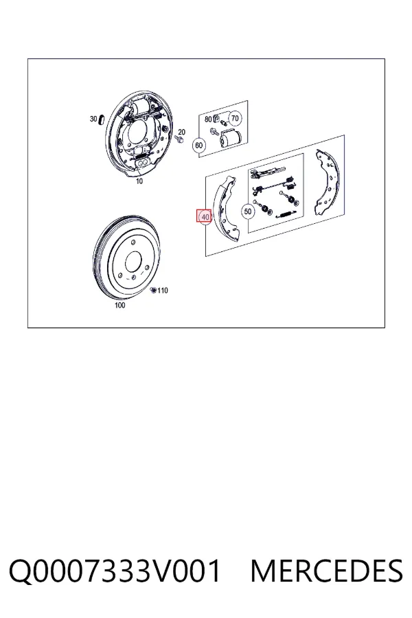 Колодки гальмові задні, барабанні Q0007333V001 Mercedes