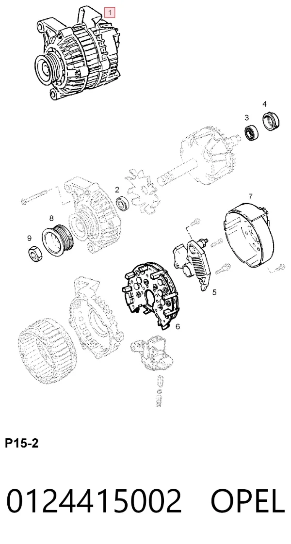 Генератор 0124415002 Opel