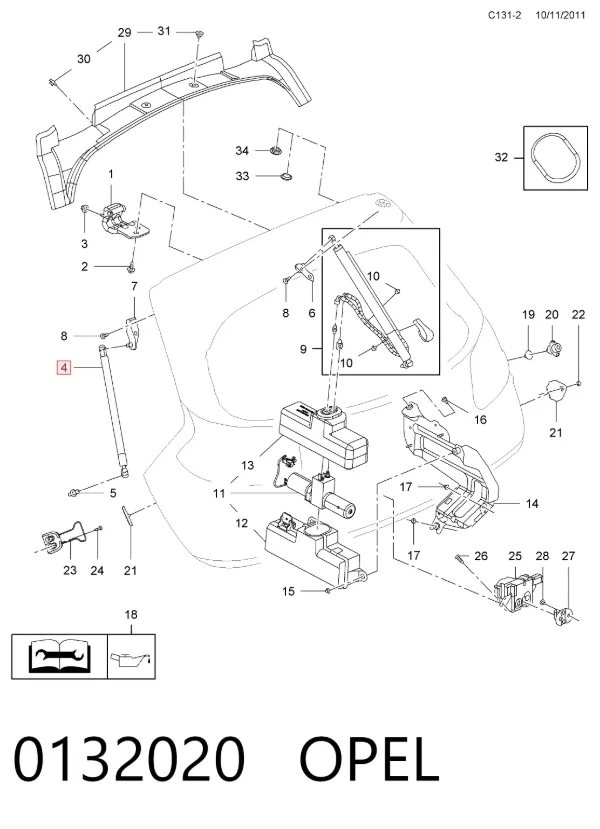 Амортизатор багажника 0132020 Opel