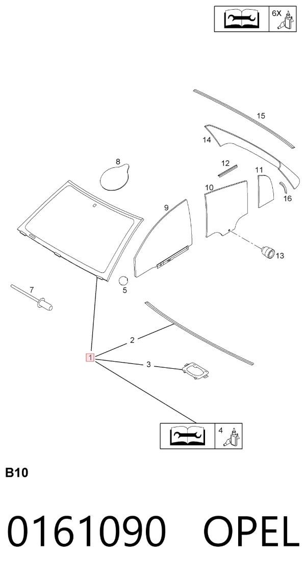 Лобове скло 0161090 Opel