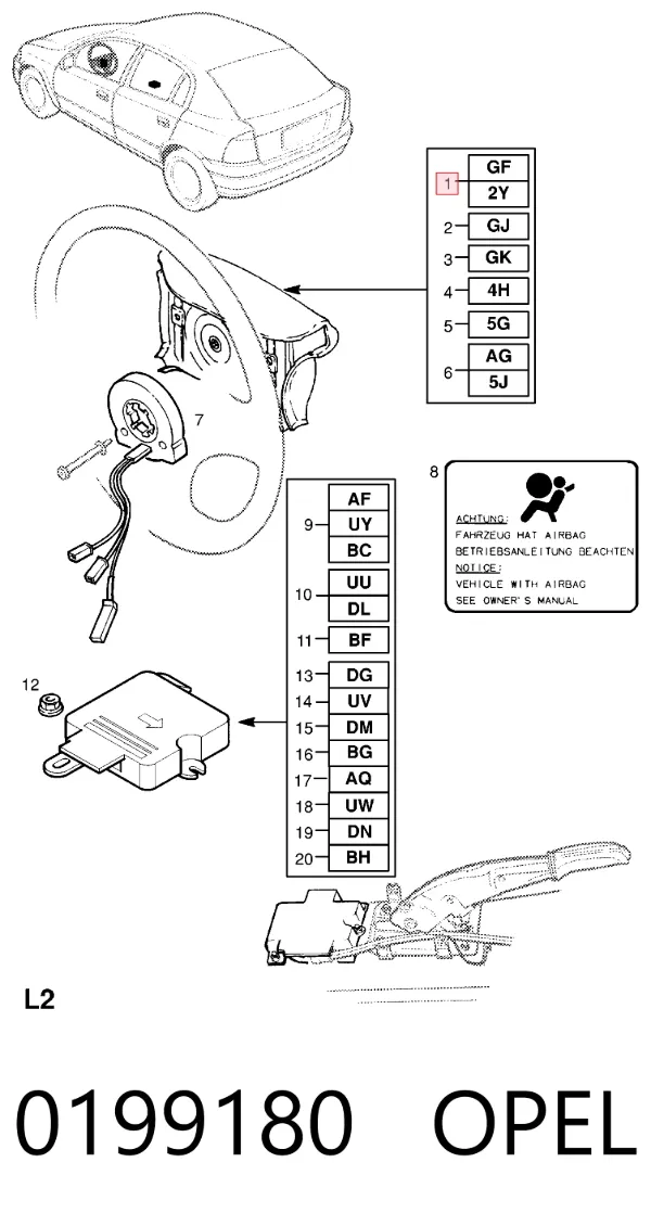 Подушка безпеки, водійська, AIRBAG 0199180 Opel