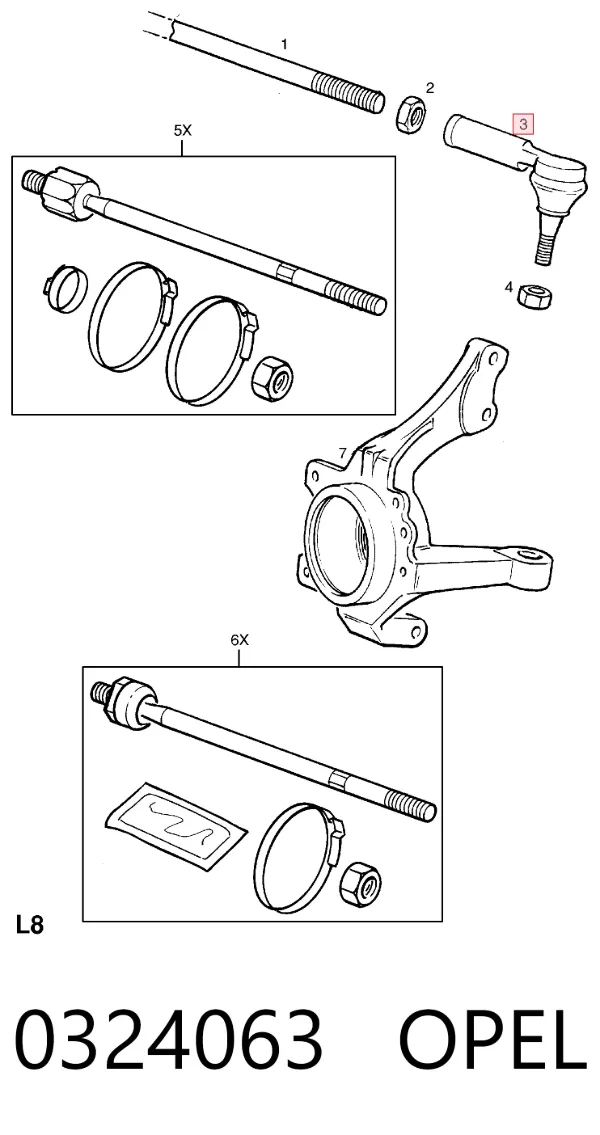 Рульовий наконечник 0324063 Opel