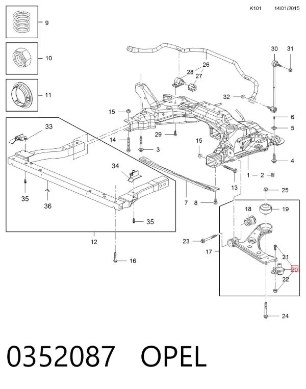 Кульова опора, нижня 0352087 Opel