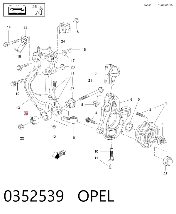 Сайлентблок передній цапфи (кулака) 0352539 Opel