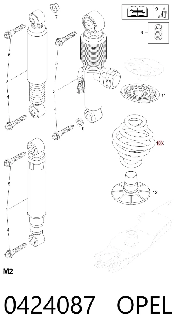 Задні пружини 0424087 Opel