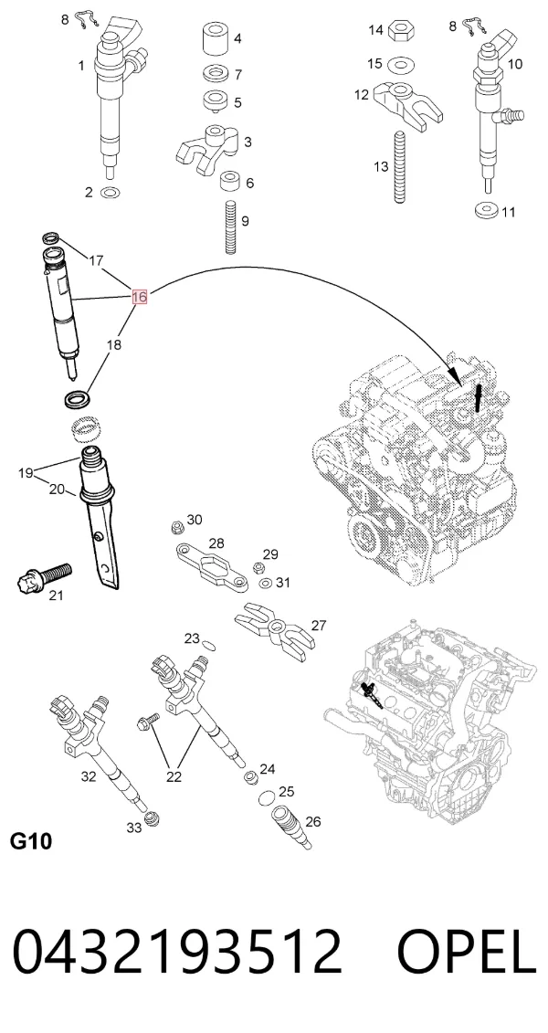 Паливні форсунки 0432193512 Opel