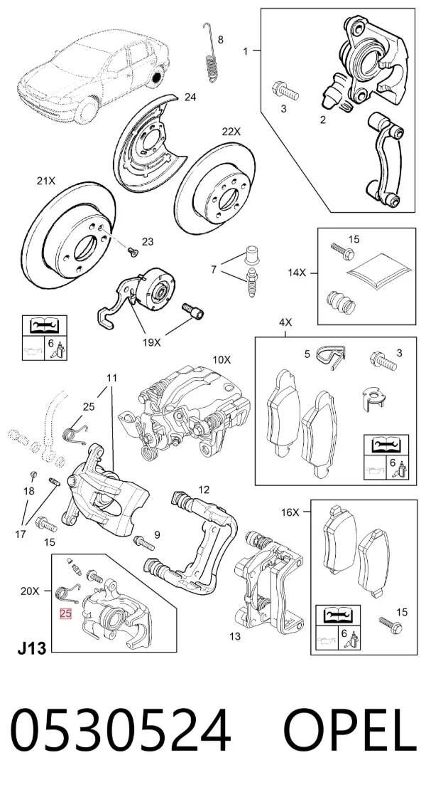 Скоба супорту заднього 0530524 Opel