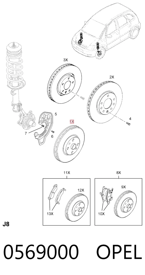 Гальмівні диски передні 0569000 Opel