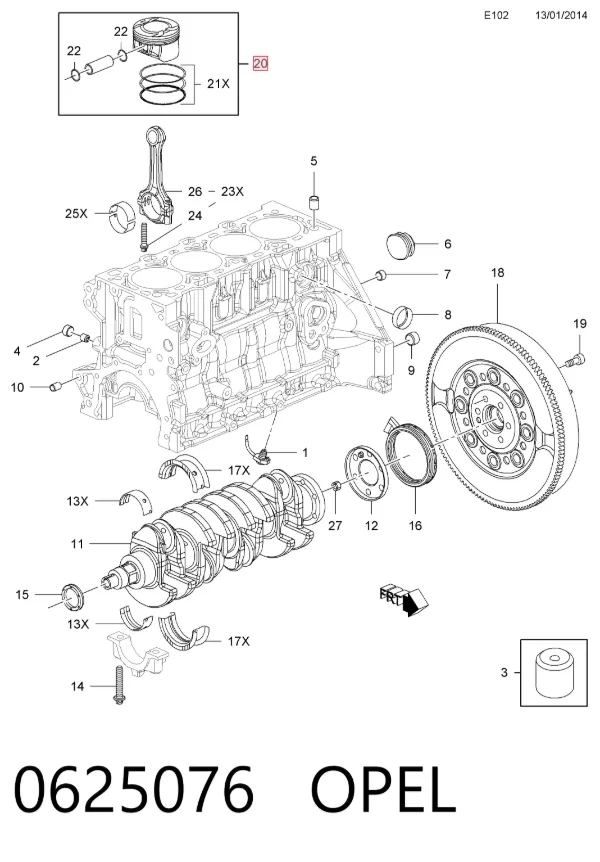 Поршень з пальцем без кілець, STD 0625076 Opel
