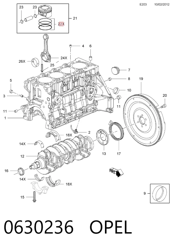 Кільця поршневі на 1 циліндр, STD. 0630236 Opel