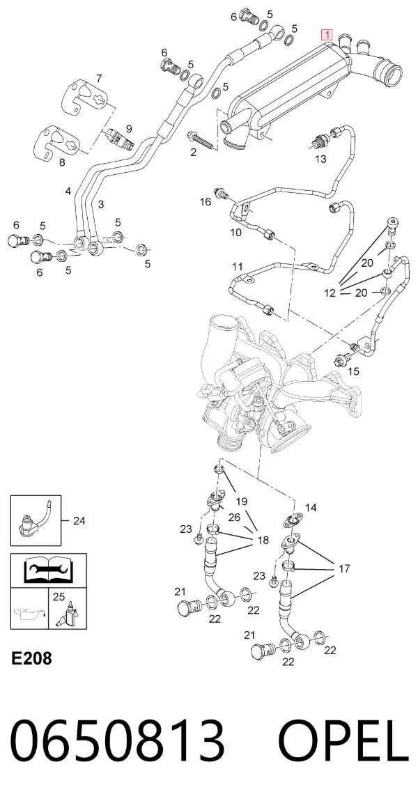 Радіатор масляний (холодильник), під фільтром 0650813 Opel