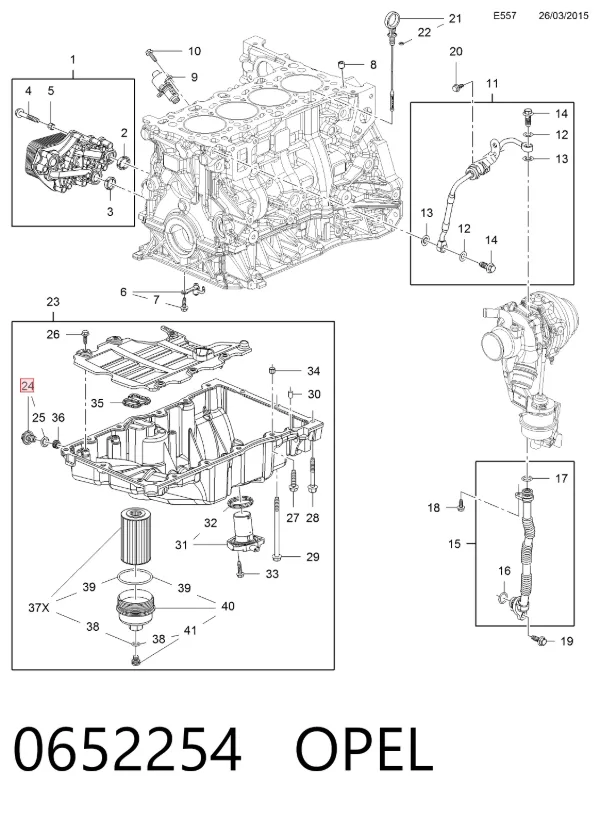 Пробка піддона двигуна 0652254 Opel