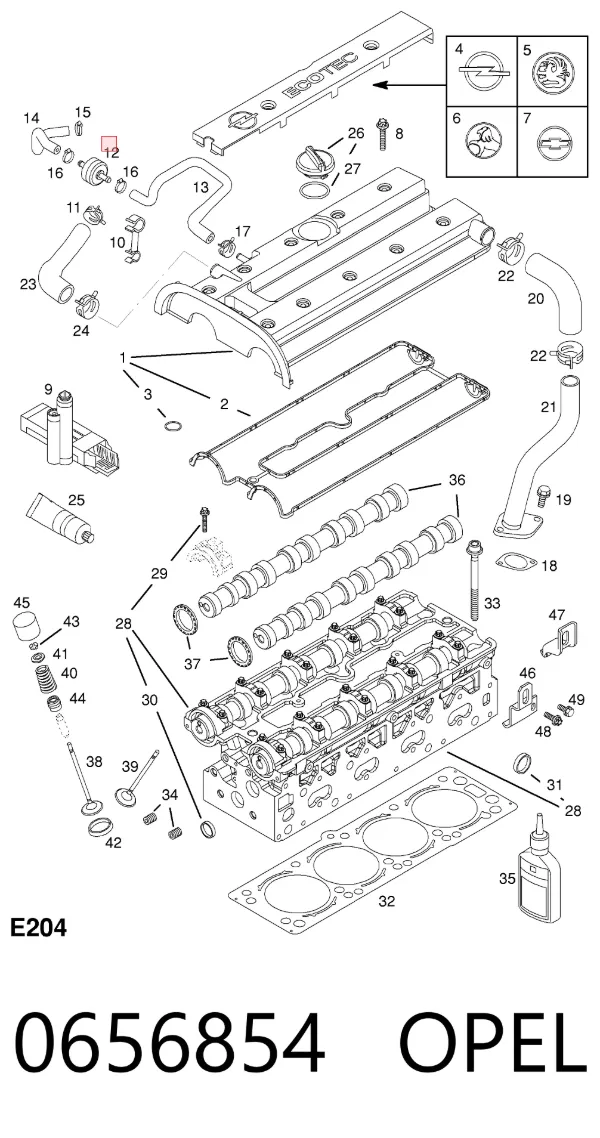 Клапан вентиляції картерних газів Opel Astra G