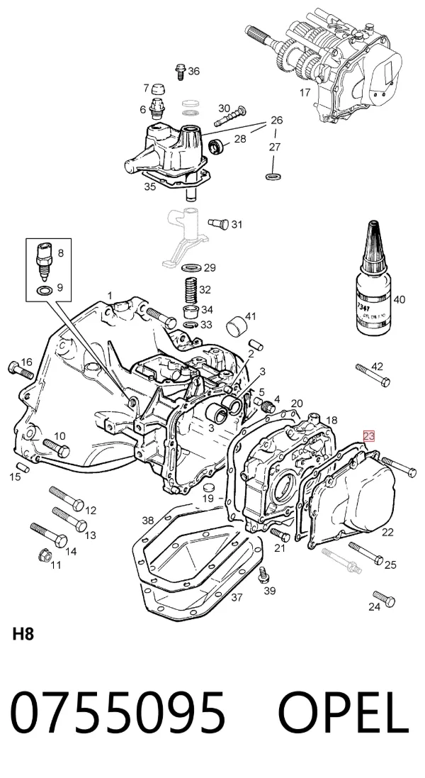 Прокладка кришки коробки передач 0755095 Opel