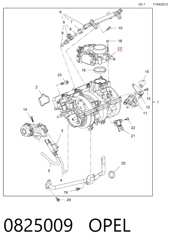Дросільна заслінка 0825009 Opel