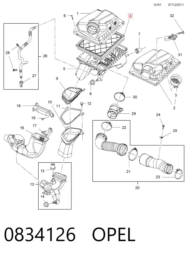 Повітряний фільтр 0834126 Opel