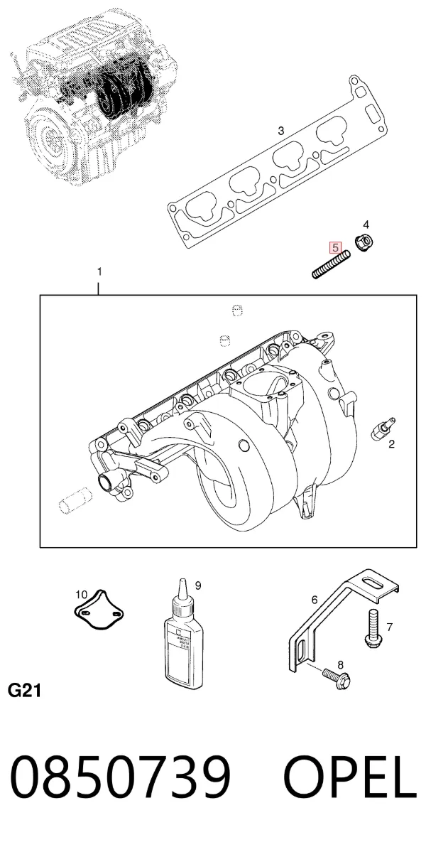 Шпилька випускного колектора 0850739 Opel
