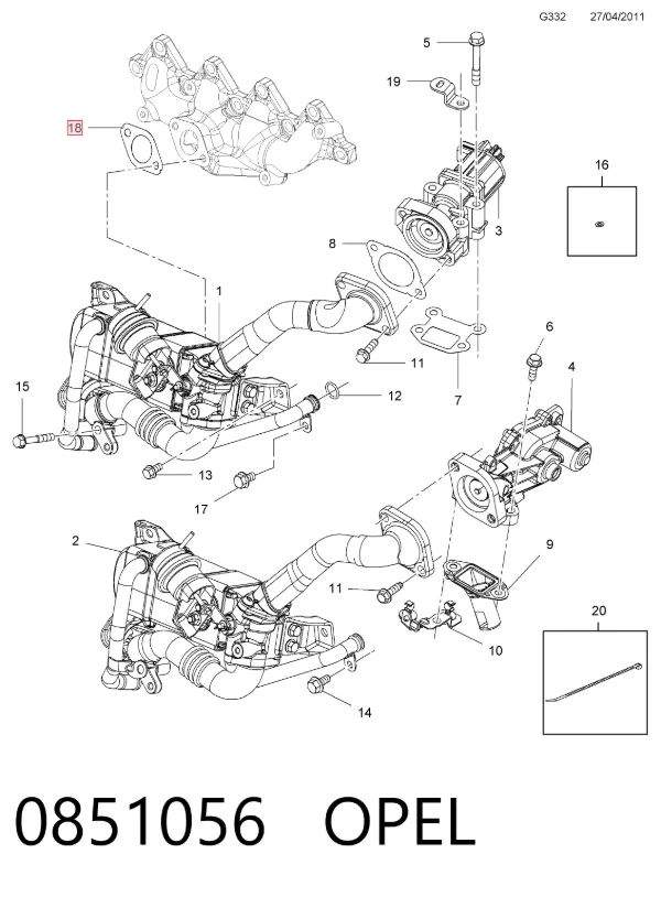 Прокладка колектора 0851056 Opel
