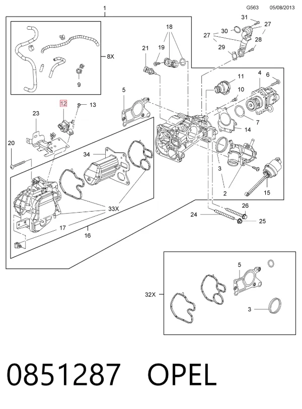 Клапан соленоїд регулювання заслонки EGR 0851287 Opel