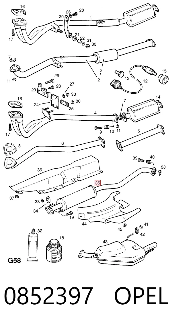 Глушник, центральна частина 0852397 Opel