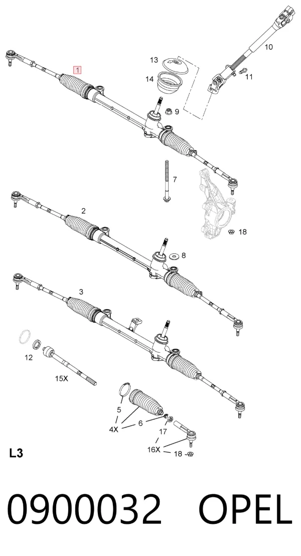 Рульова рейка 0900032 Opel