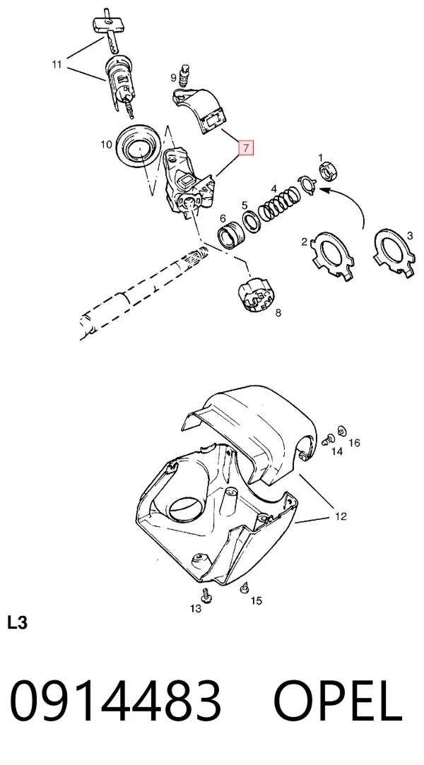 Корпус замка запалювання 0914483 Opel