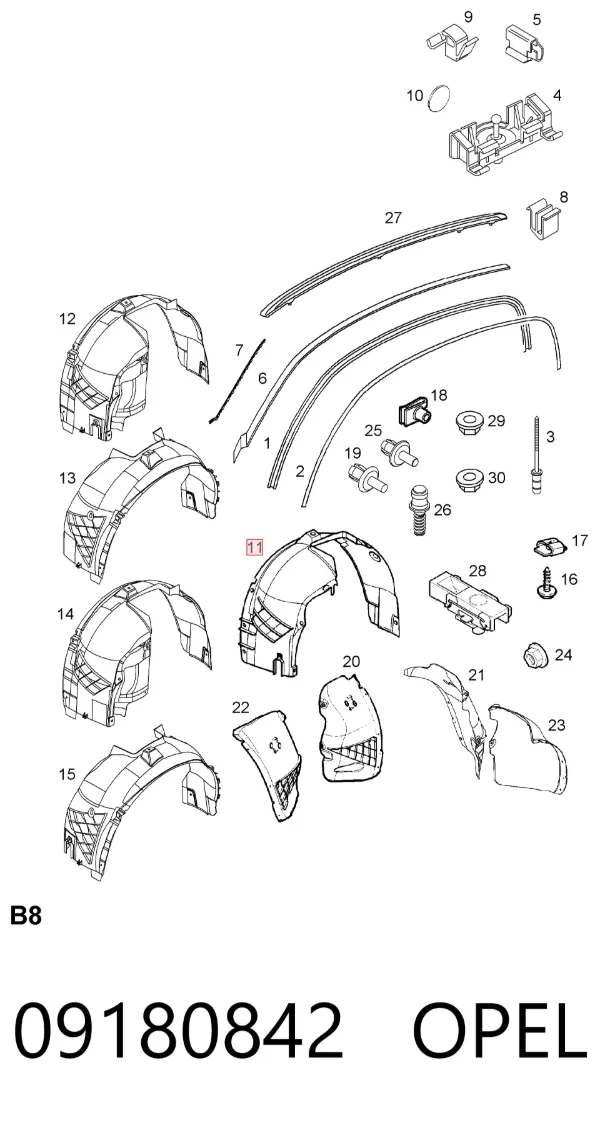 Підкрилок передній лівий 09180842 Opel
