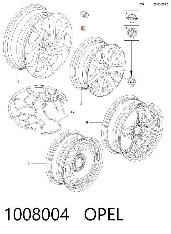 Колісний болт Opel Mokka I