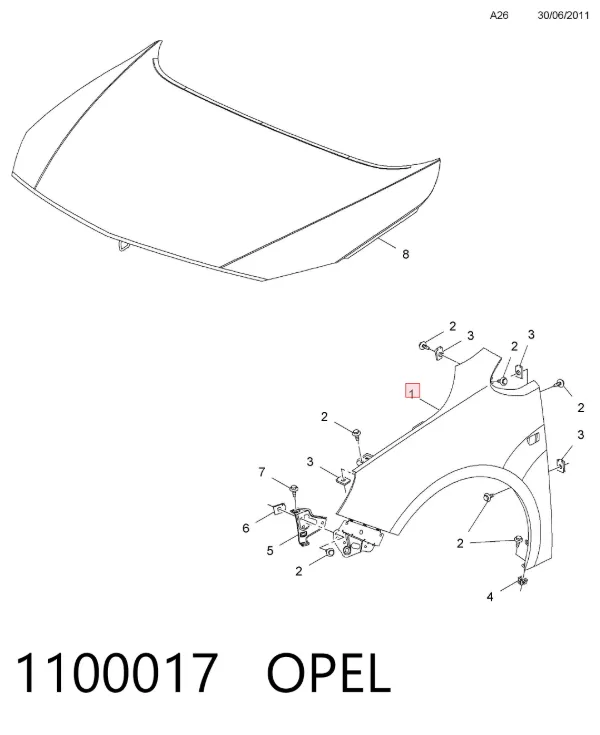 Крила 1100017 Opel
