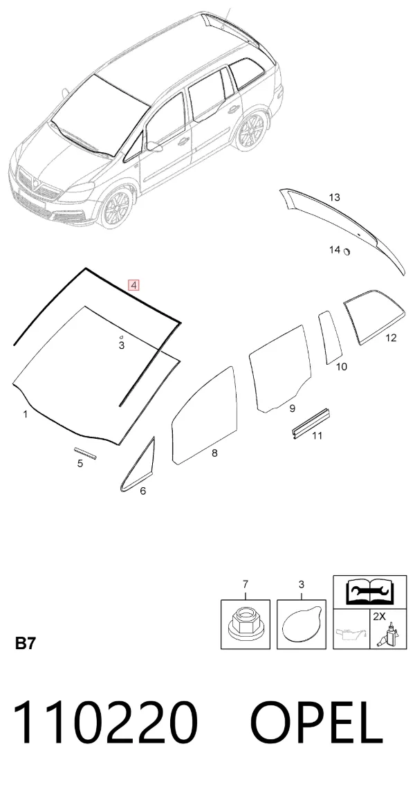 Накладка лобового скла 110220 Opel