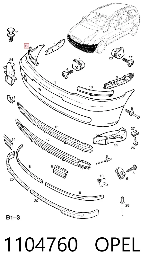 Вія (накладка) правої фари 1104760 Opel