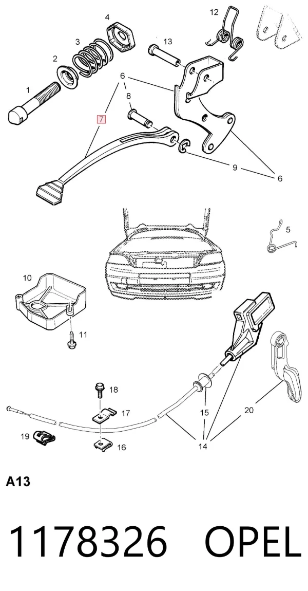 Язичок відкривання капота 1178326 Opel