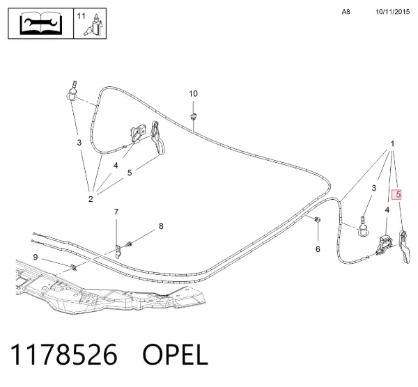 Ручка відкривання капота 1178526 Opel