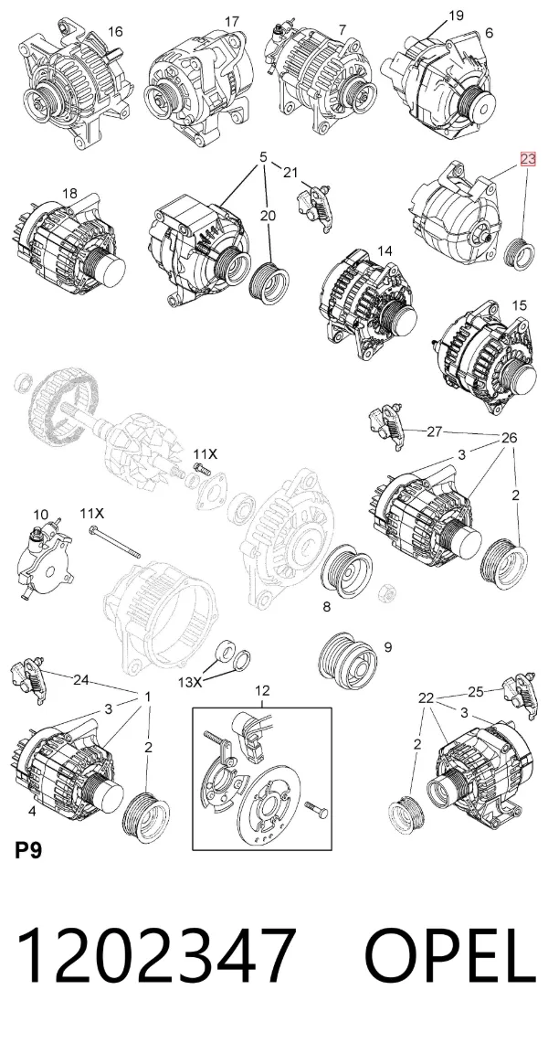 Генератор 1202347 Opel