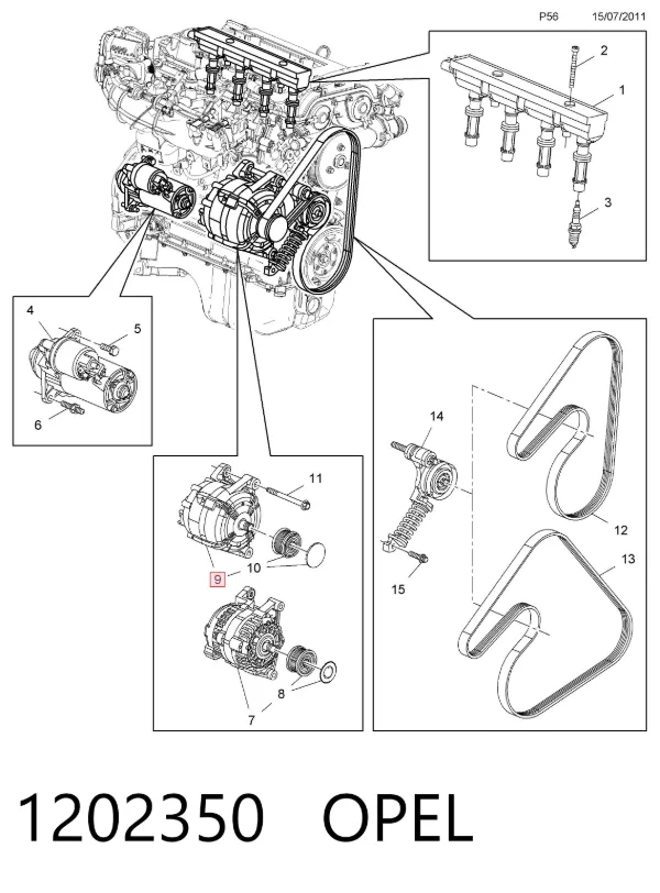 Генератор 1202350 Opel