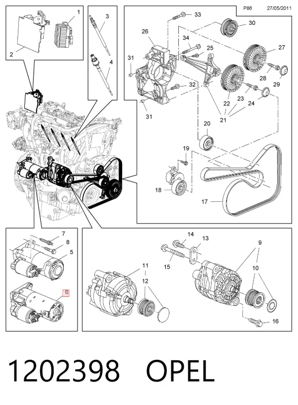 Стартер 1202398 Opel