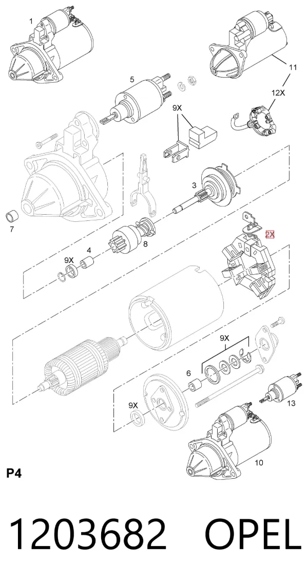 Щеткодеpжатель стартера 1203682 Opel