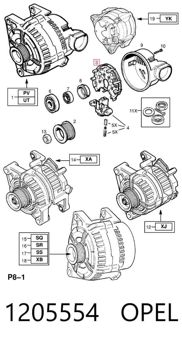 Діодний міст 1205554 Opel