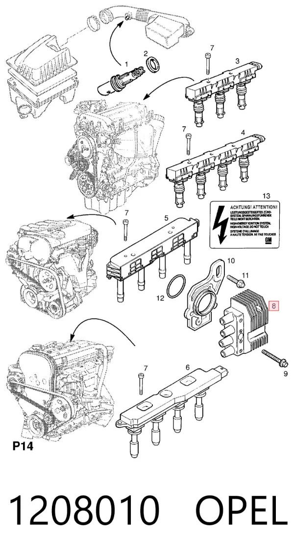 Котушка запалювання 1208010 Opel
