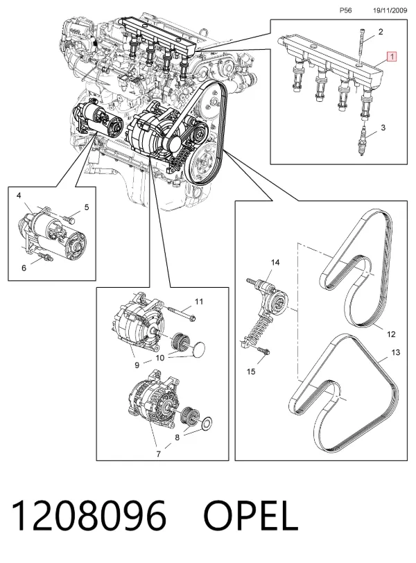 Котушка запалювання 1208096 Opel