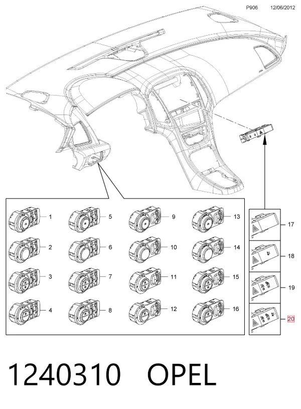 Кнопка аварійки 1240310 Opel